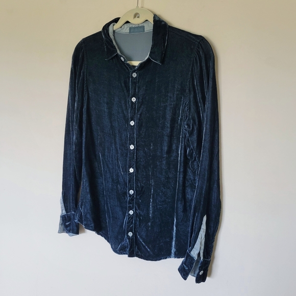 CP Shades Romy Velvet Shirt in Blue - Picture 5 of 9